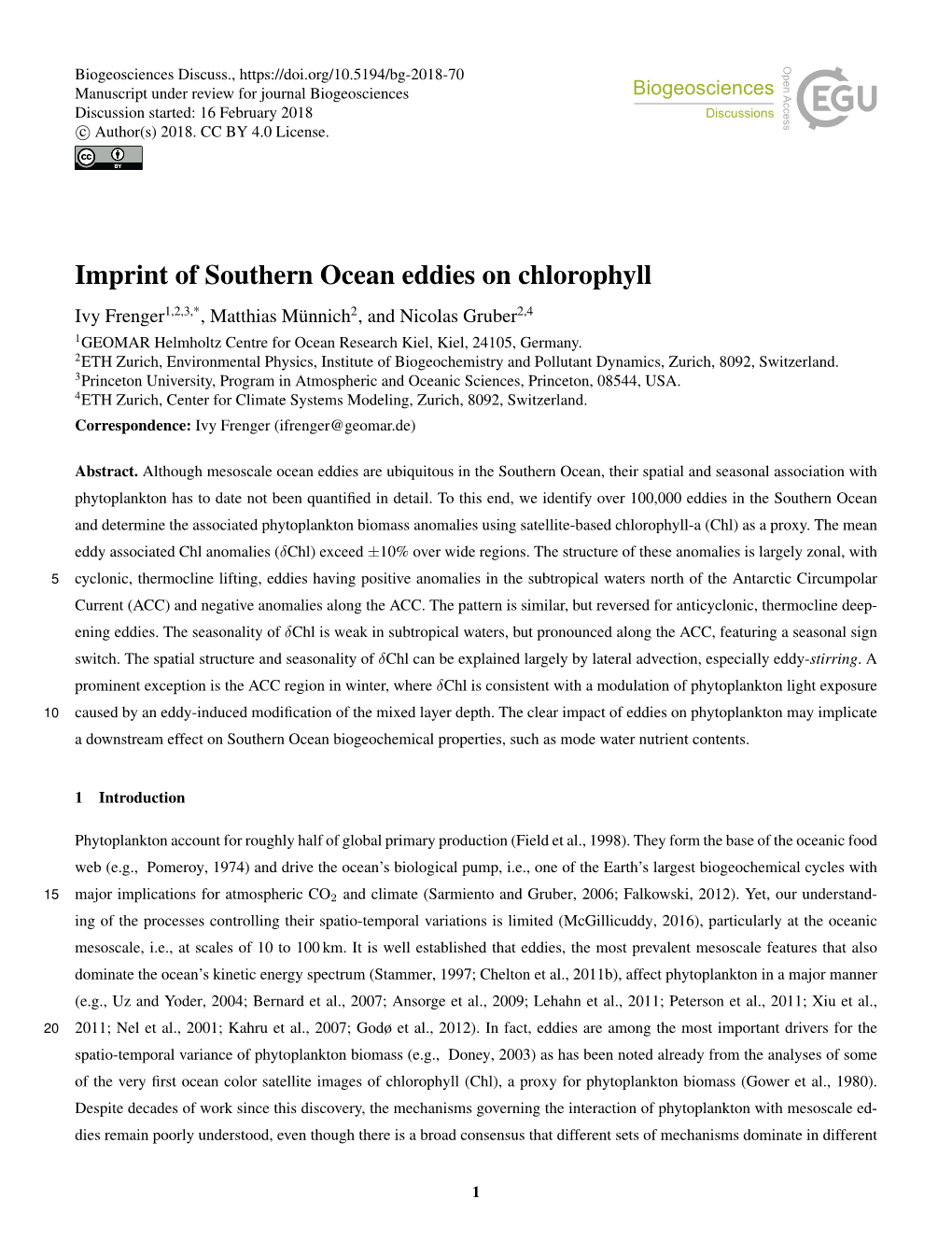 Imprint of Southern Ocean Eddies on Chlorophyll