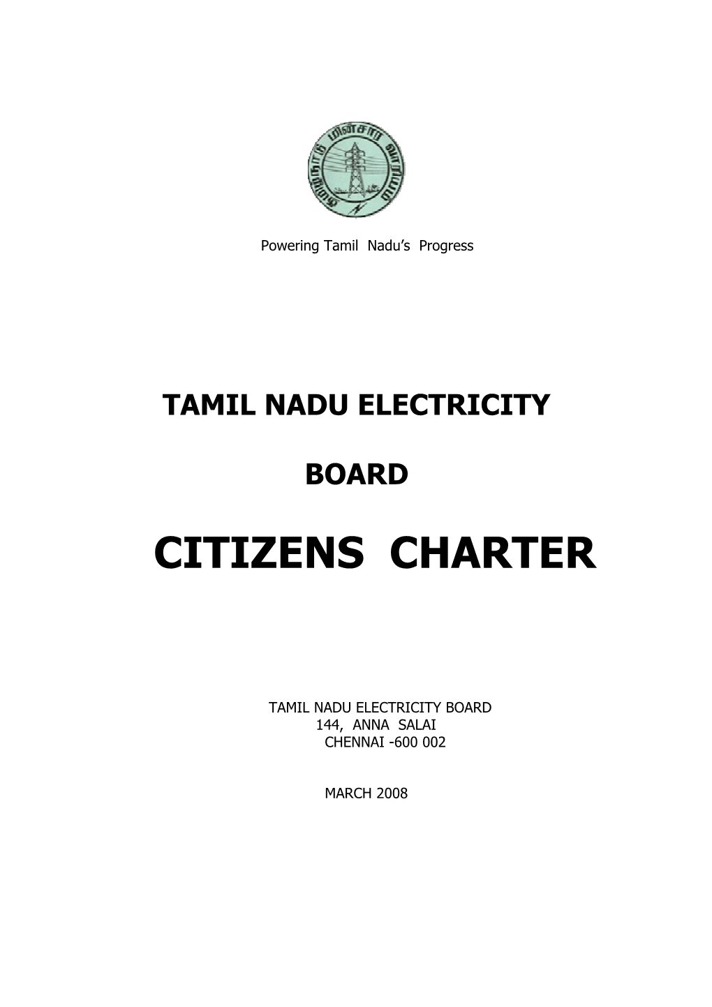 Tamil Nadu Electricity Board Citizens Charter