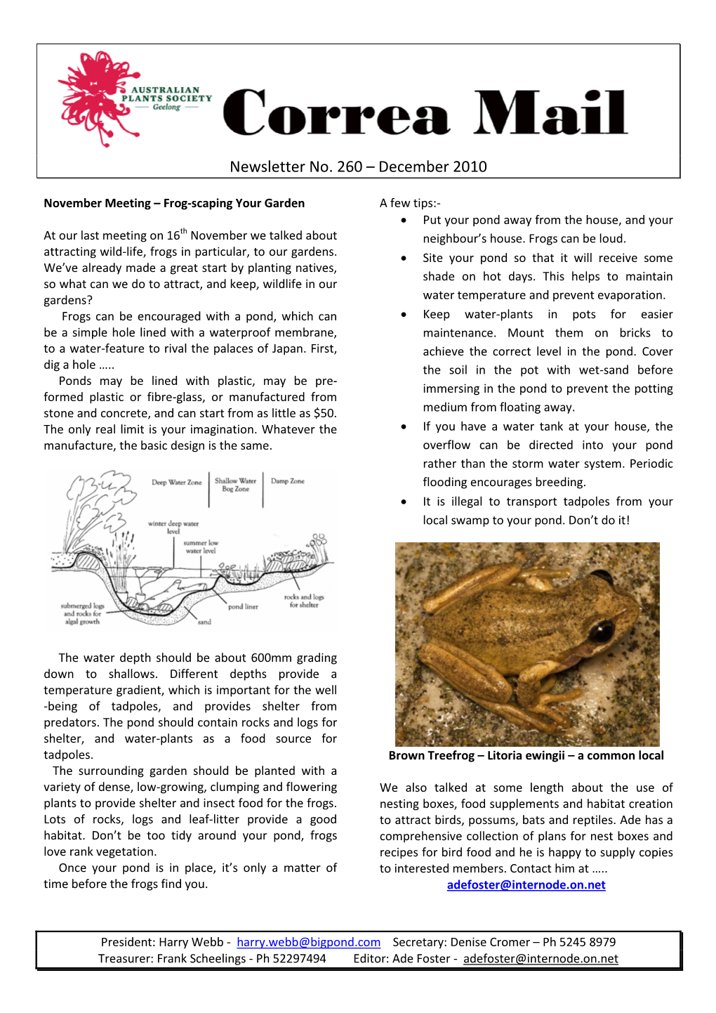 Newsletter No. 260 – December 2010