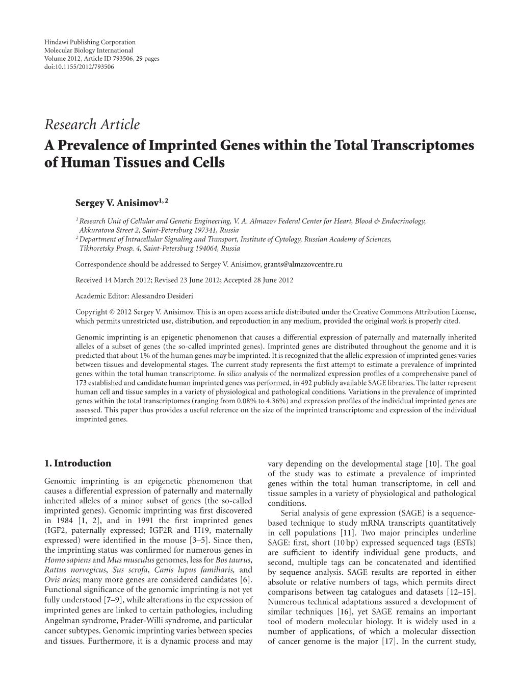 A Prevalence of Imprinted Genes Within the Total Transcriptomes of Human Tissues and Cells