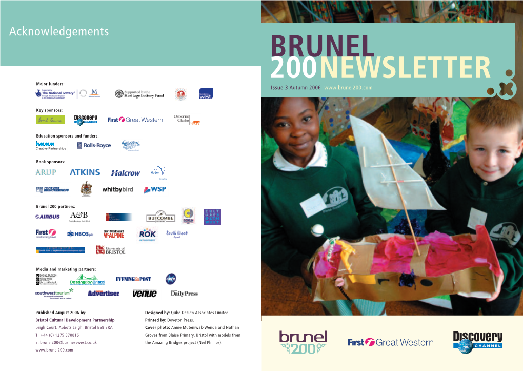 BRUNEL 200NEWSLETTER Major Funders: Issue 3 Autumn 2006