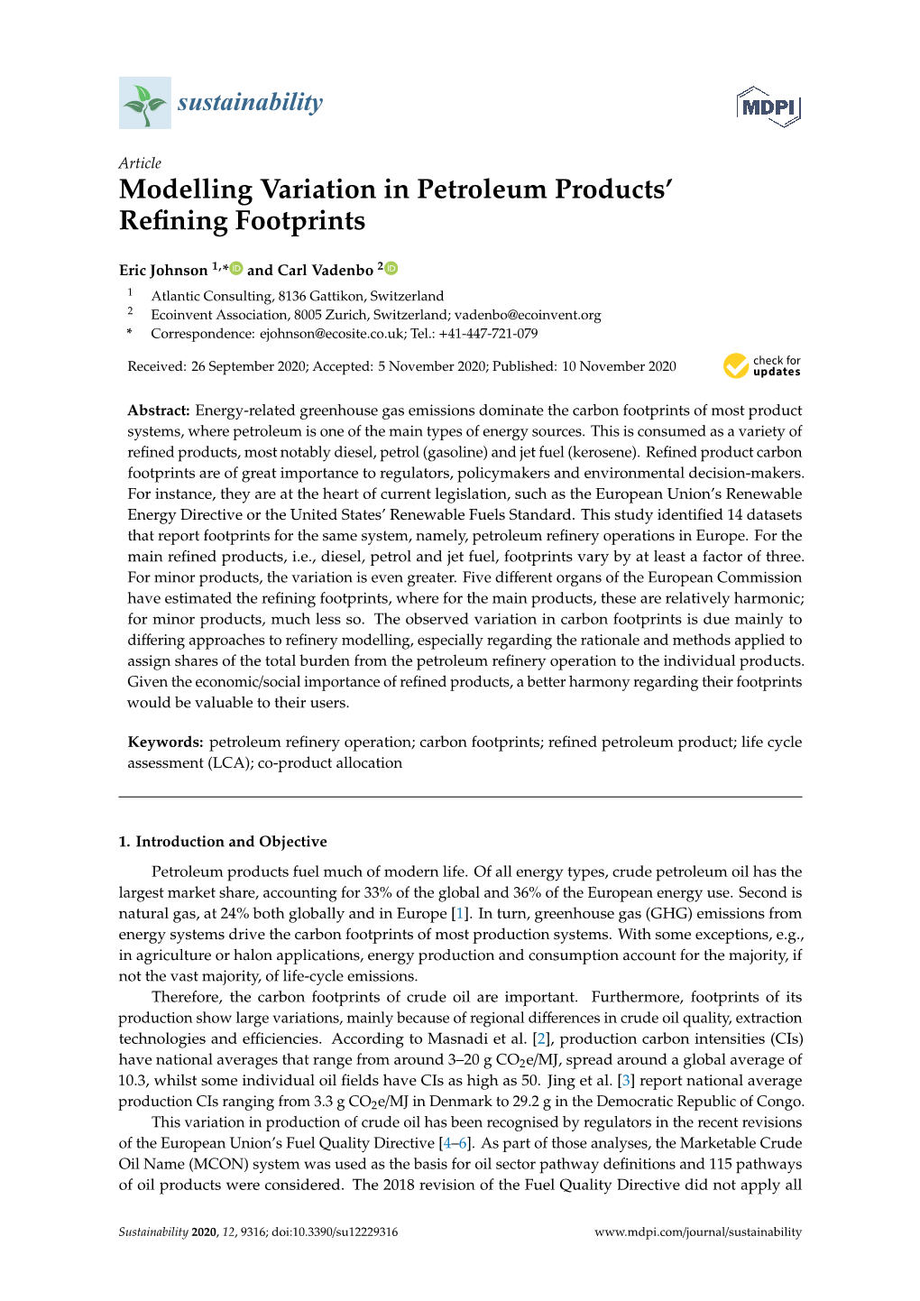 Modelling Variation in Petroleum Products' Refining Footprints