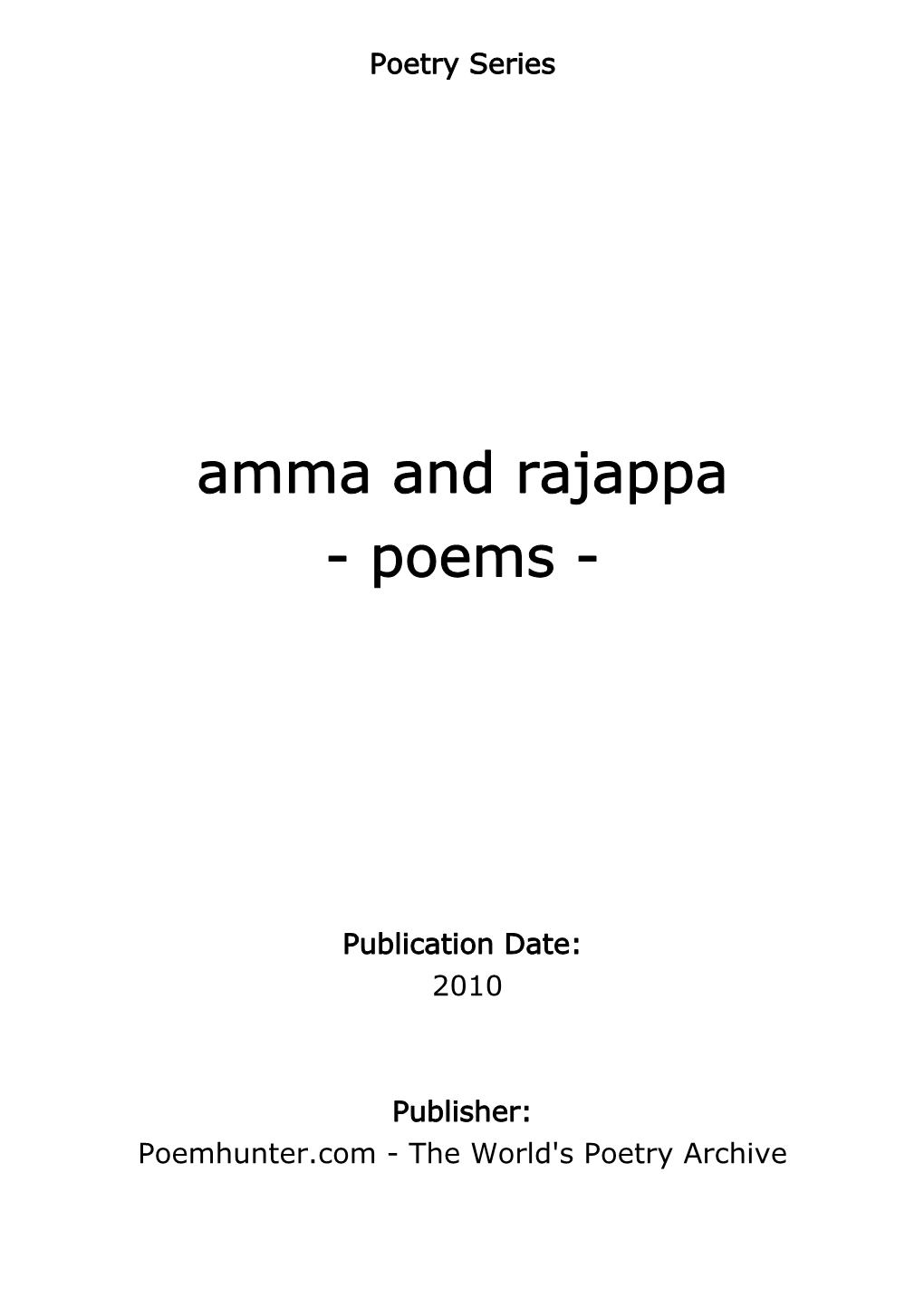 Amma and Rajappa - Poems