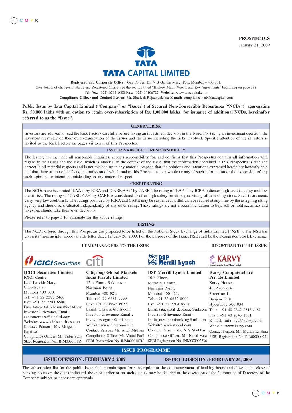 Tata Capital Prospectus Cover.Pmd