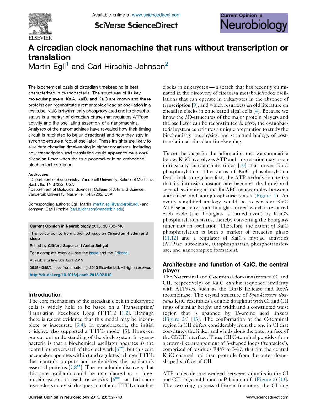 A Circadian Clock Nanomachine That Runs Without Transcription Or Translation