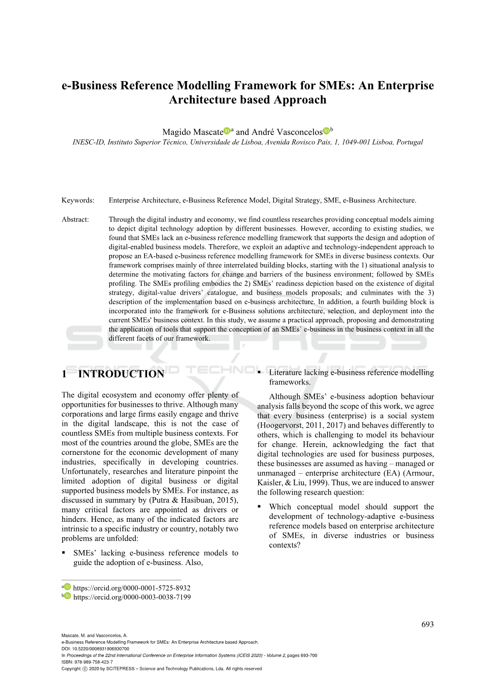 E-Business Reference Modelling Framework for Smes: an Enterprise Architecture Based Approach