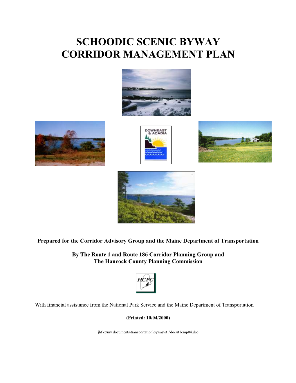 Schoodic Scenic Byway Corridor Management Plan