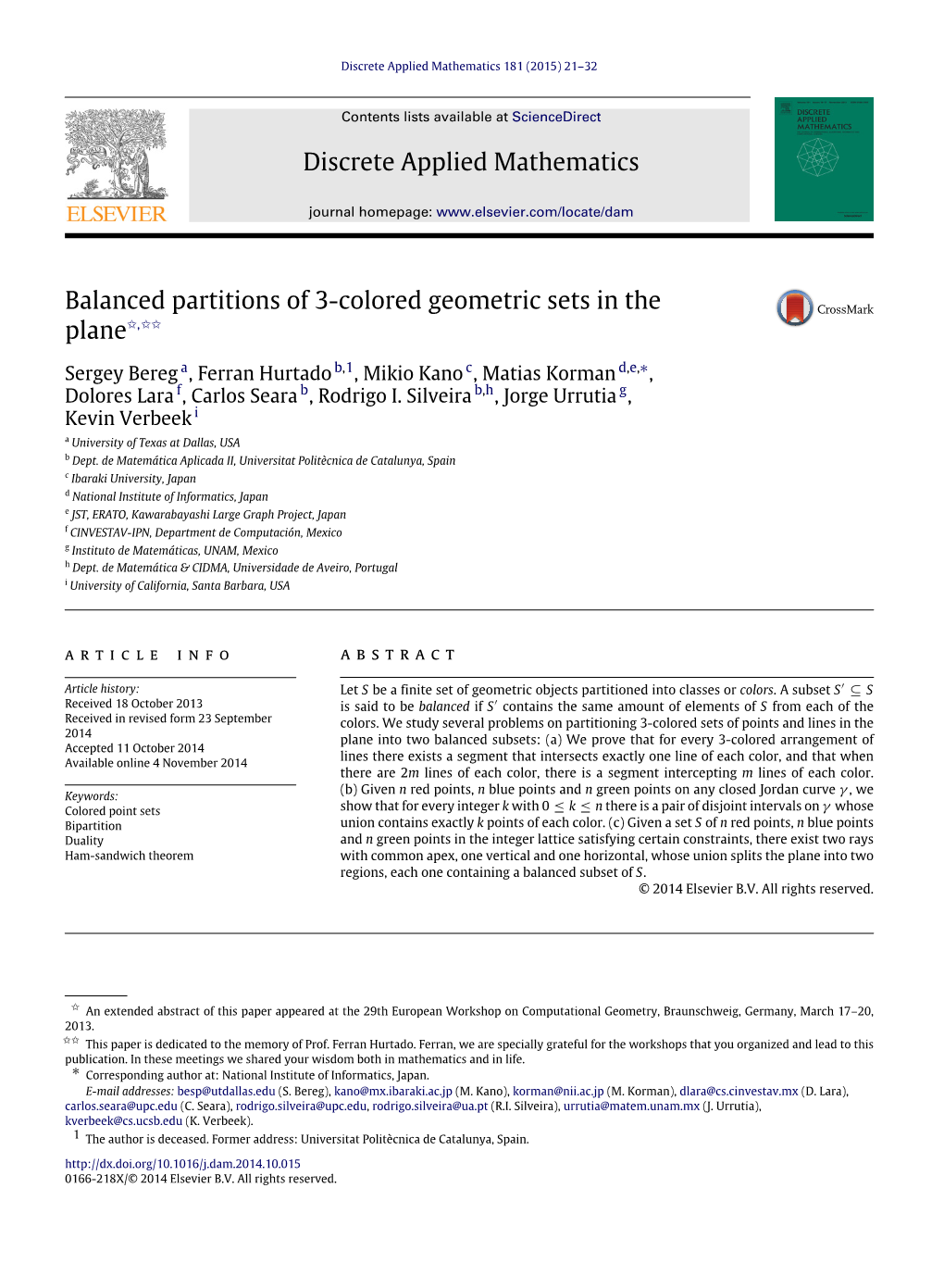 Balanced Partitions of 3-Colored Geometric Sets in the Plane✩,✩✩