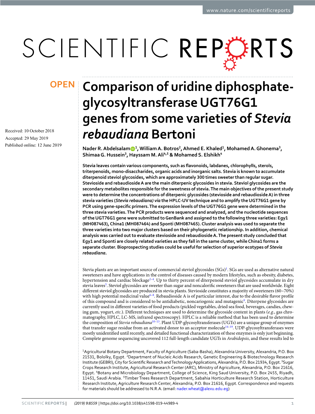 Comparison of Uridine Diphosphate-Glycosyltransferase