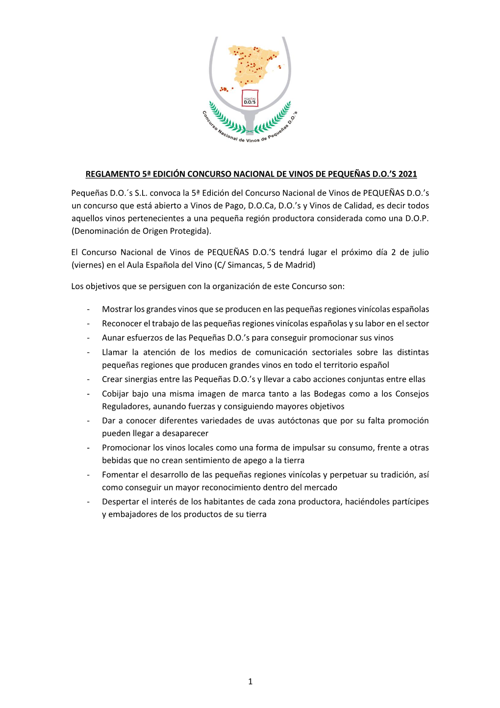 1 Reglamento 5ª Edición Concurso Nacional De Vinos