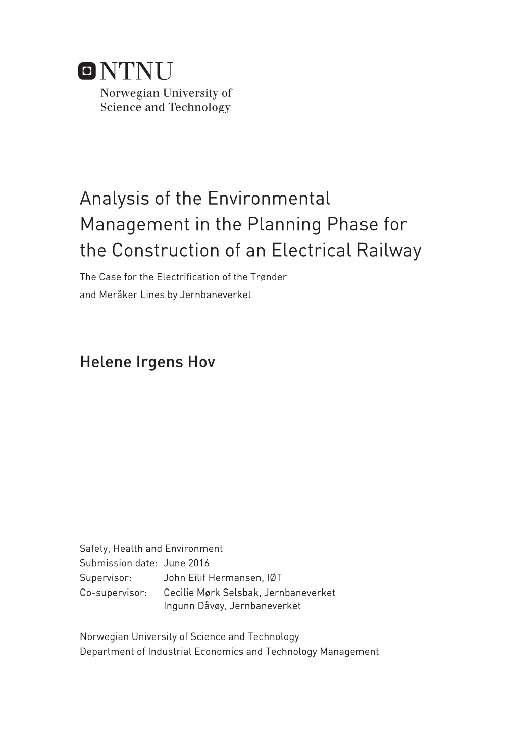 Analysis of the Environmental Management in the Planning Phase for the Construction of an Electrical Railway