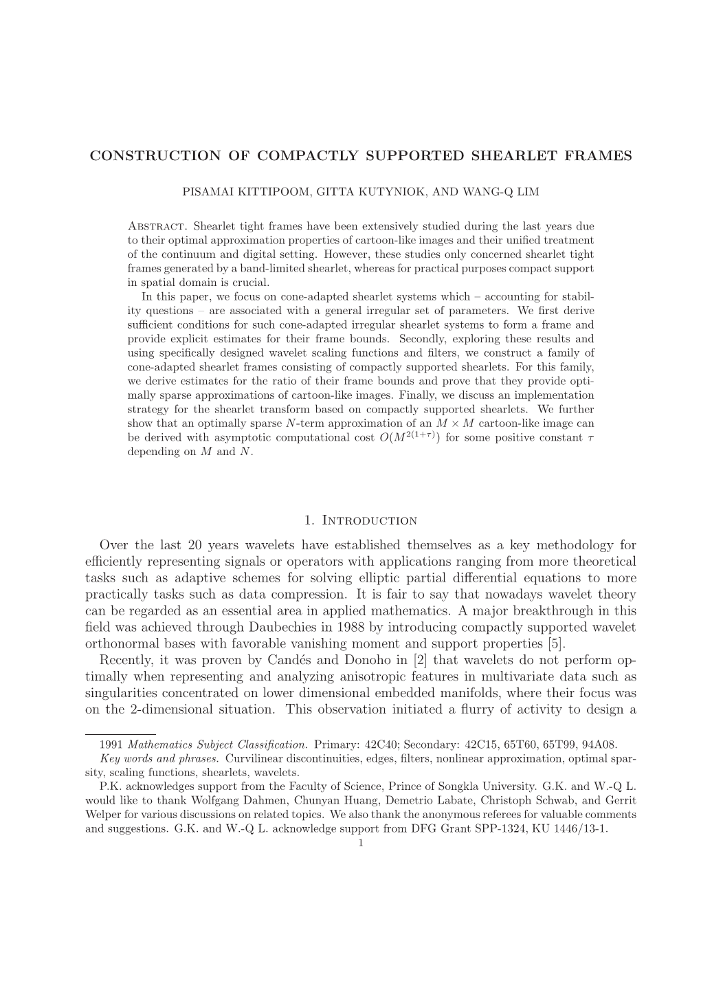 Construction of Compactly Supported Shearlet Frames