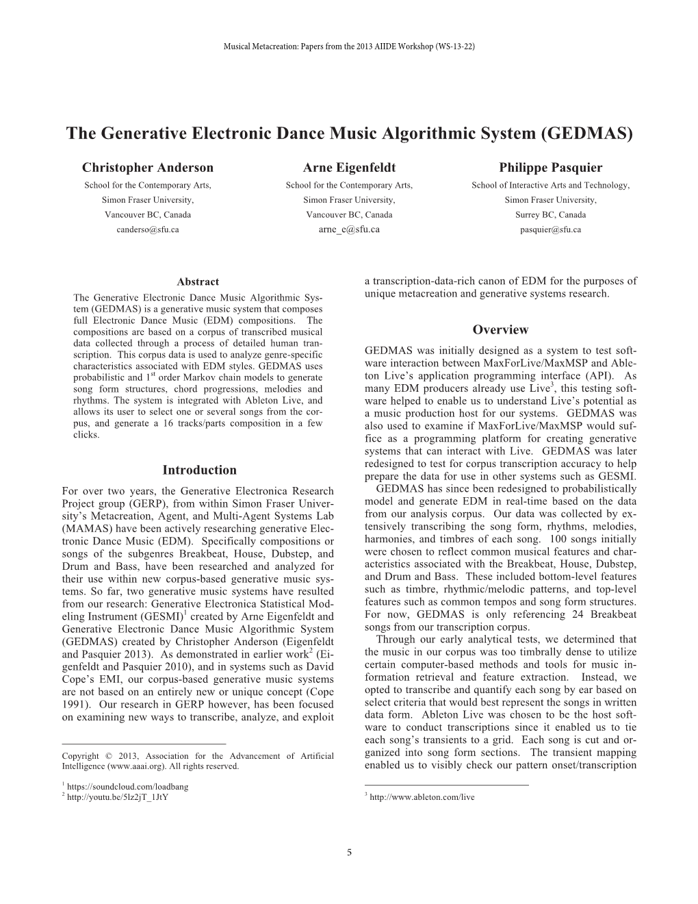 The Generative Electronic Dance Music Algorithmic System (GEDMAS)