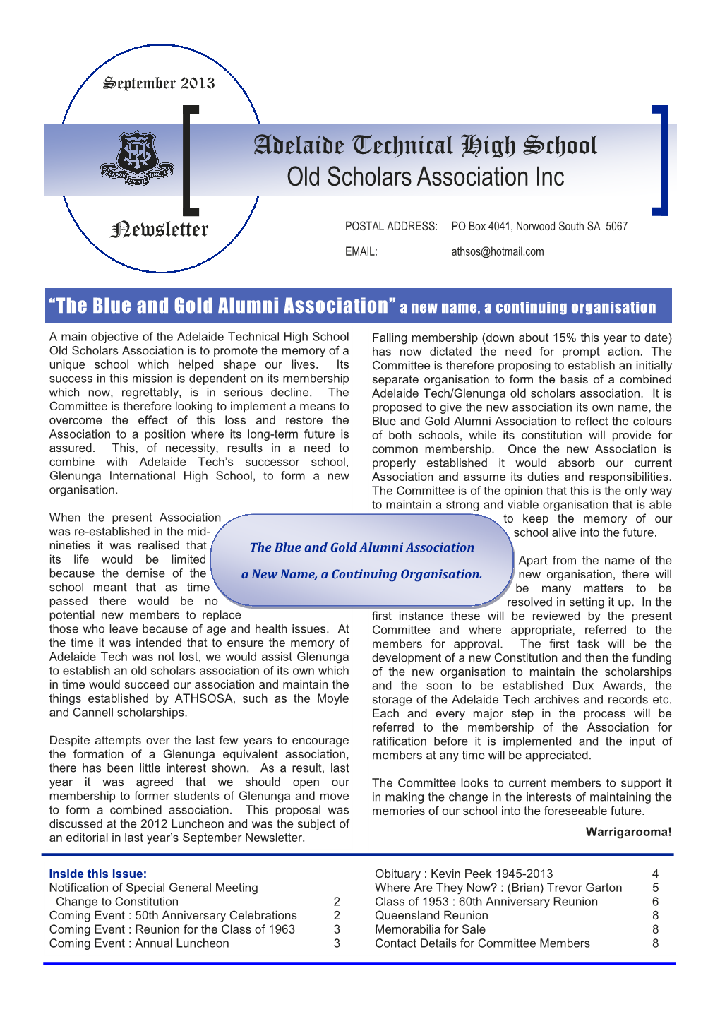 September 2013 Newsletter