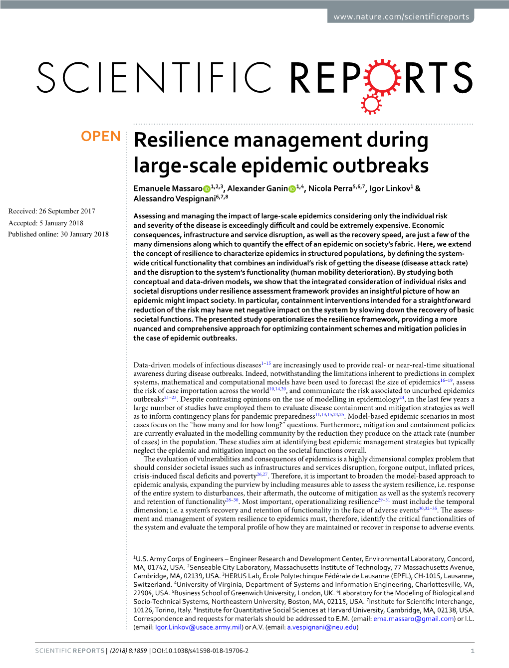 Resilience Management During Large-Scale Epidemic Outbreaks