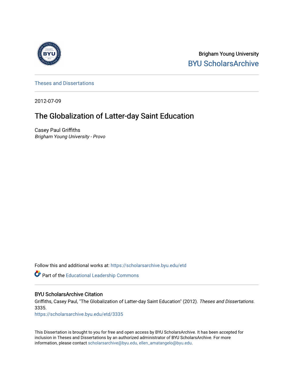 The Globalization of Latter-Day Saint Education