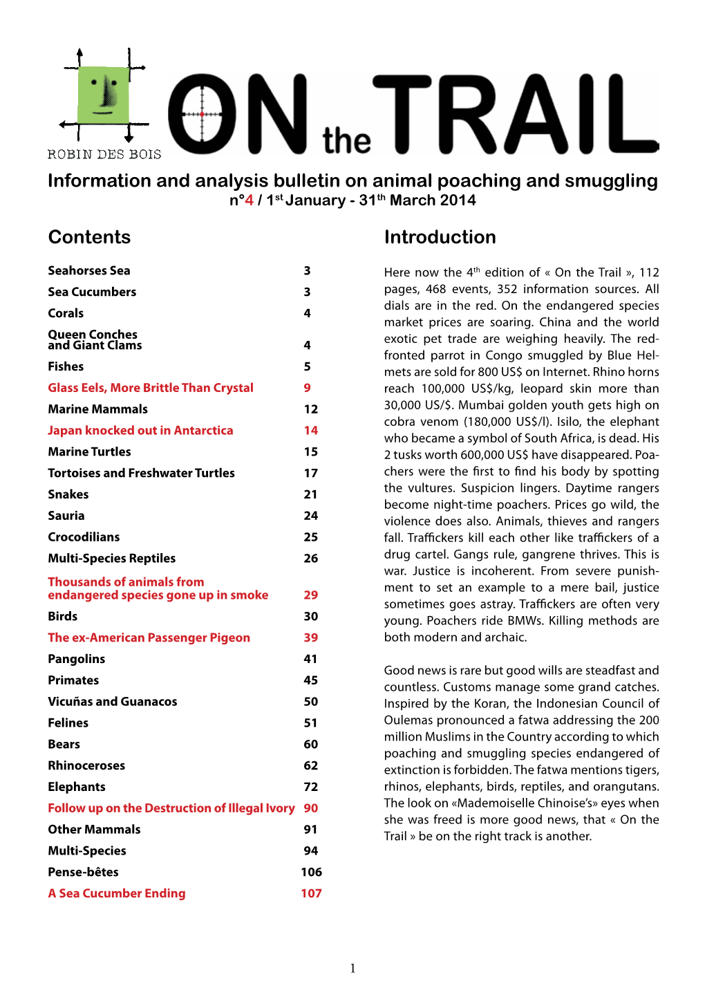 On the Trail », 112 Sea Cucumbers 3 Pages, 468 Events, 352 Information Sources