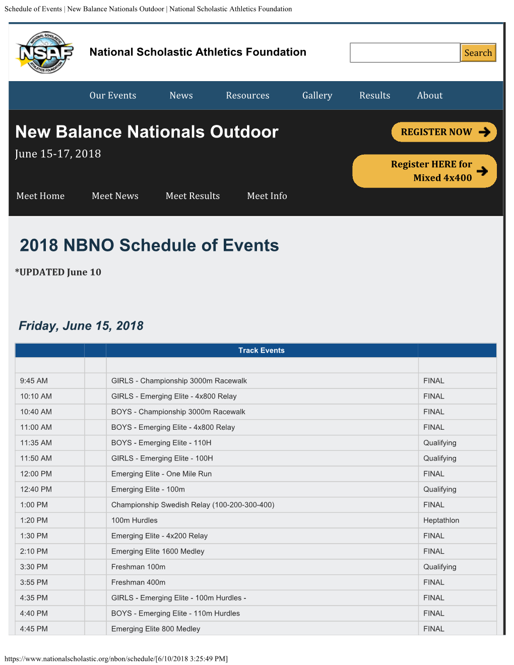 New Balance Nationals Outdoor | National Scholastic Athletics Foundation