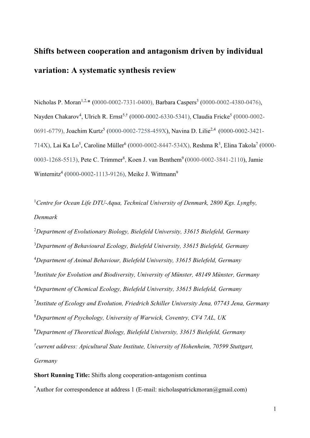 Shifts Between Cooperation and Antagonism Driven by Individual Variation: a Systematic Synthesis Review