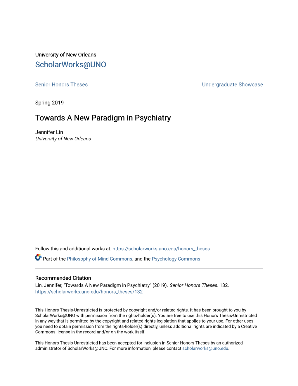 Towards a New Paradigm in Psychiatry