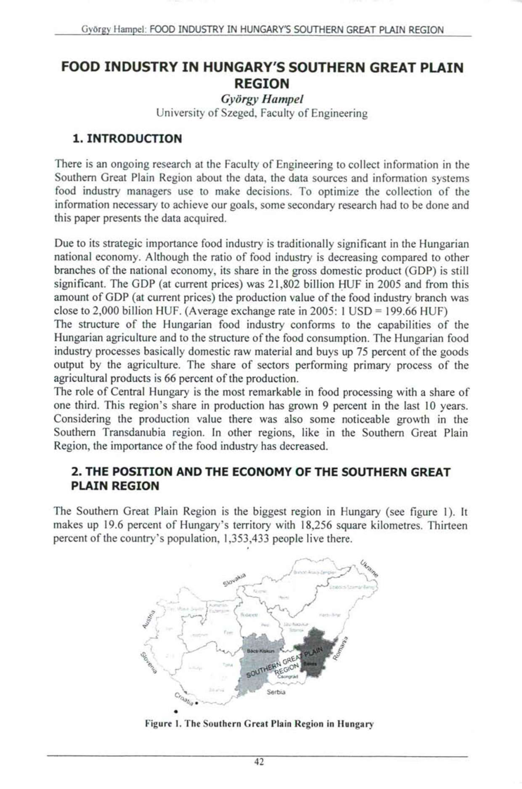 Food Industry in Hungary's Southern Great Plain Region