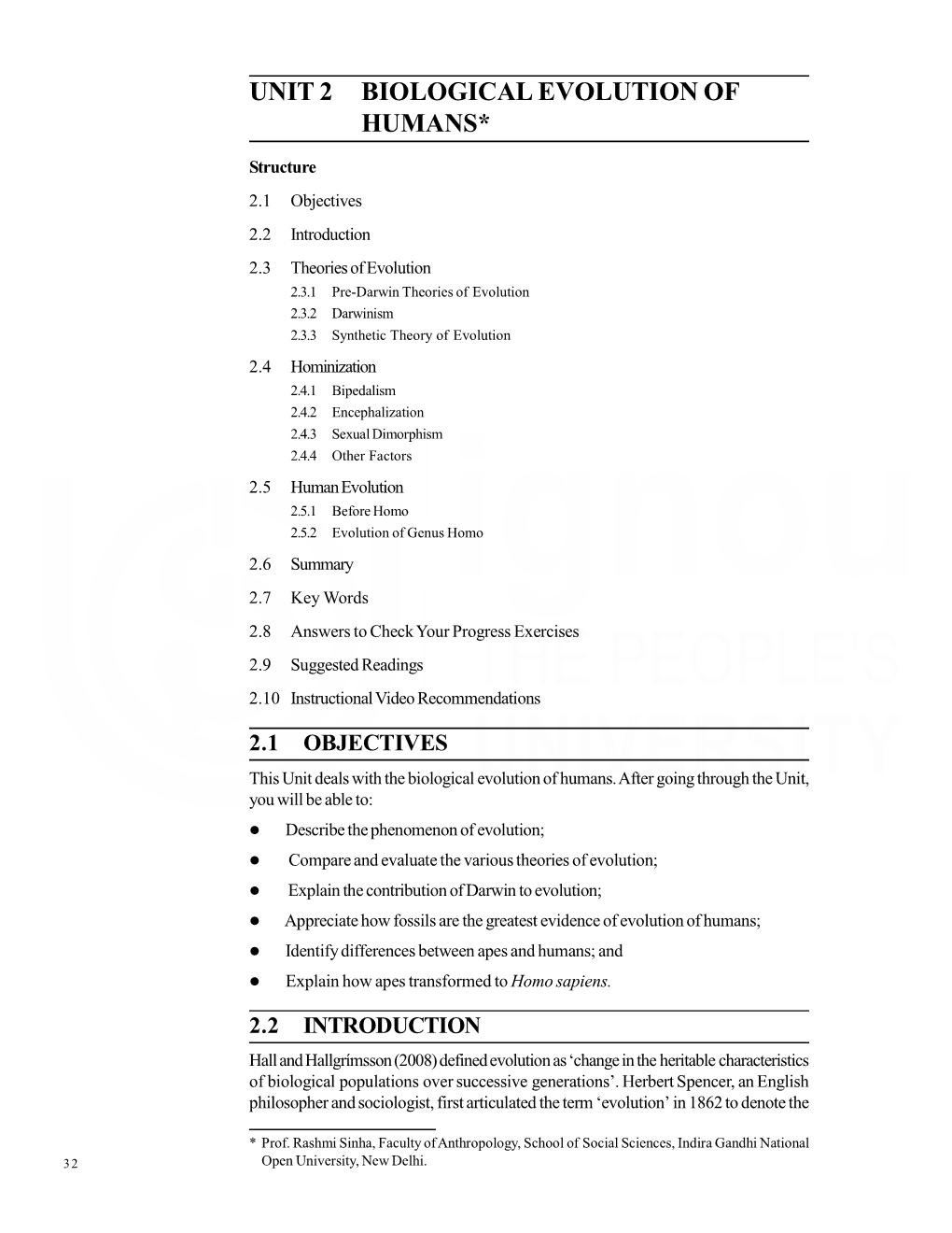 Unit 2 Biological Evolution of Humans*