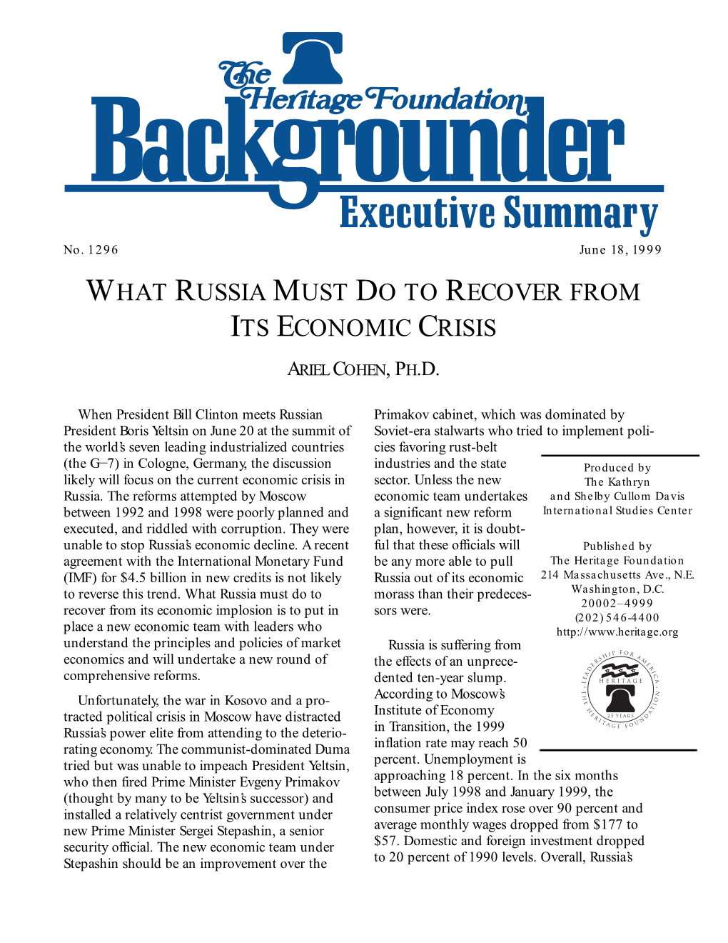 What Russia Must Do to Recover from Its Economic Crisis