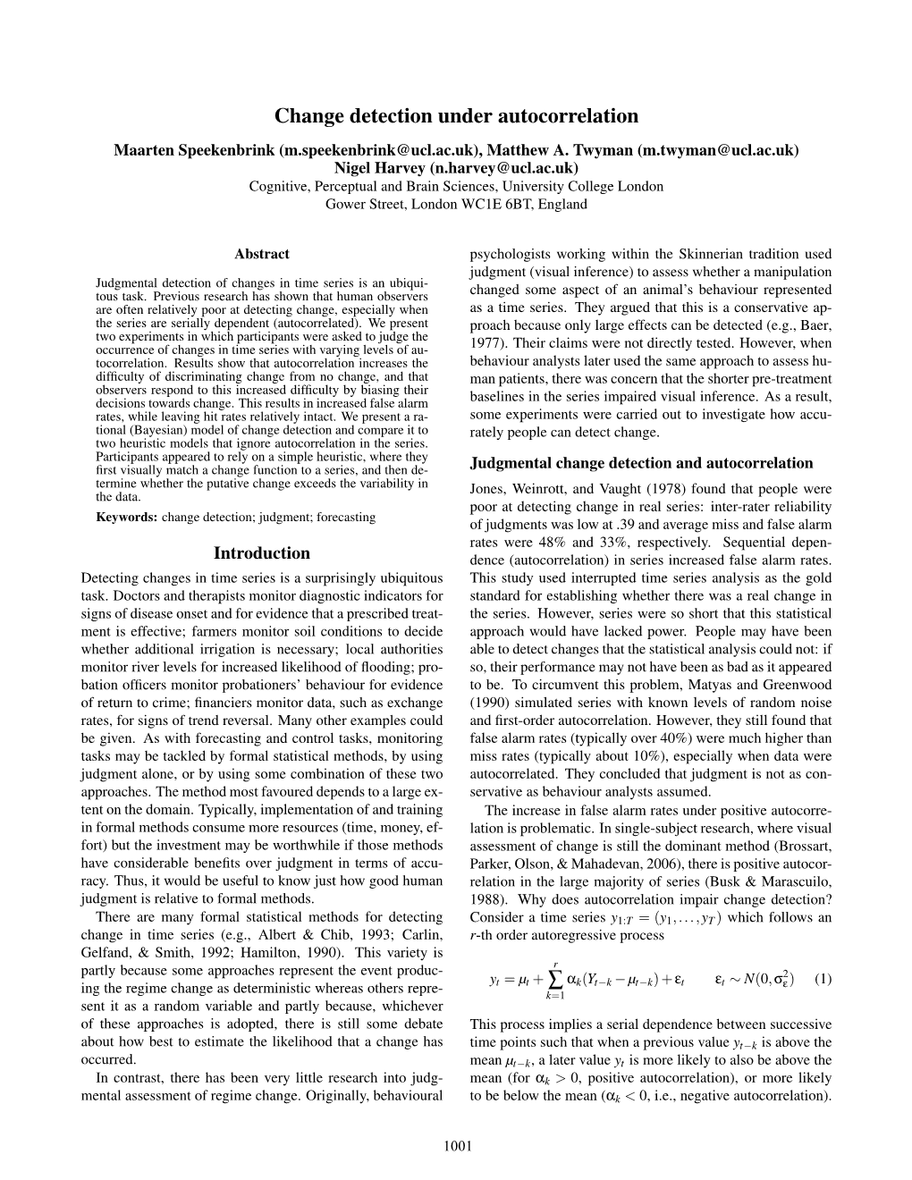 Change Detection Under Autocorrelation ∑