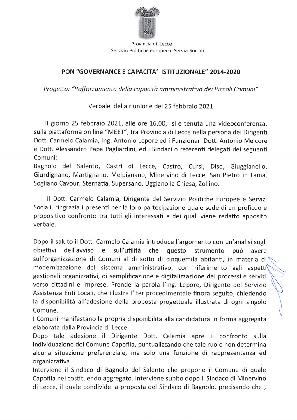 Pon "Governance E Capacita' Istituzionale" 2014-2020