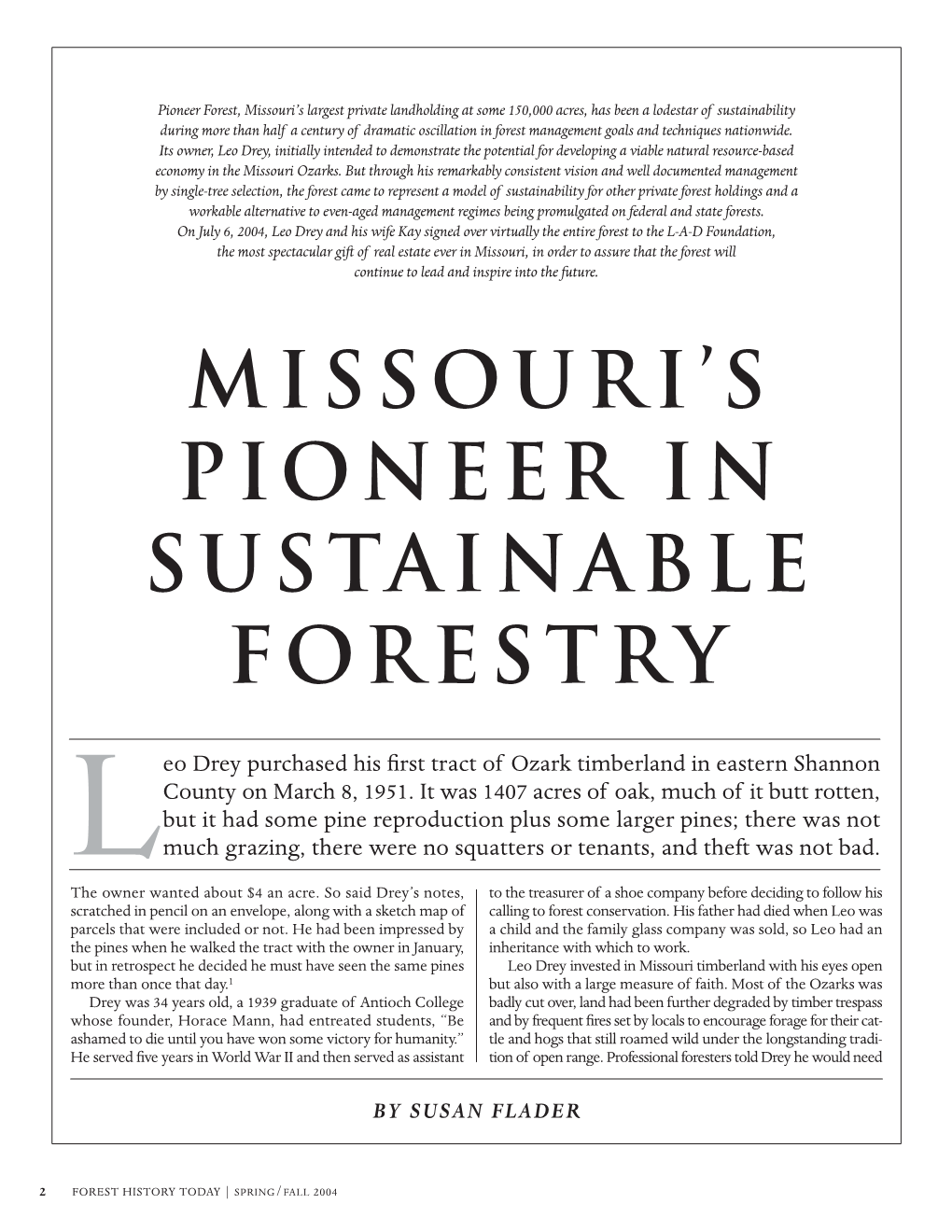 Missouri's Pioneer in Sustainable Forestry