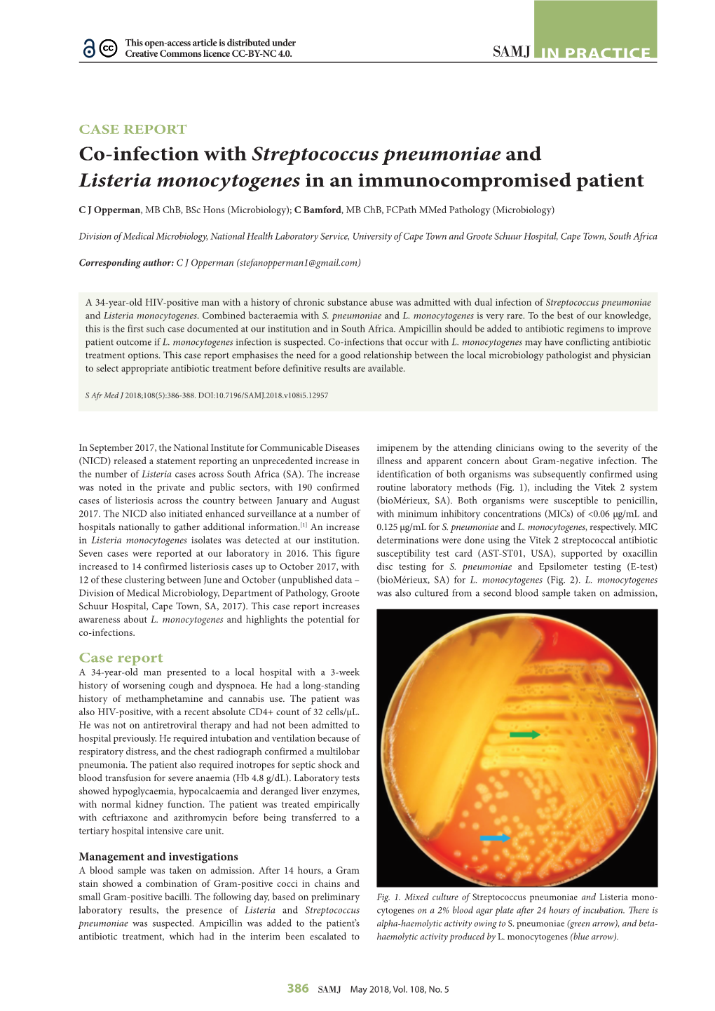 Co-Infection with Streptococcus Pneumoniae and Listeria Monocytogenes in an Immunocompromised Patient