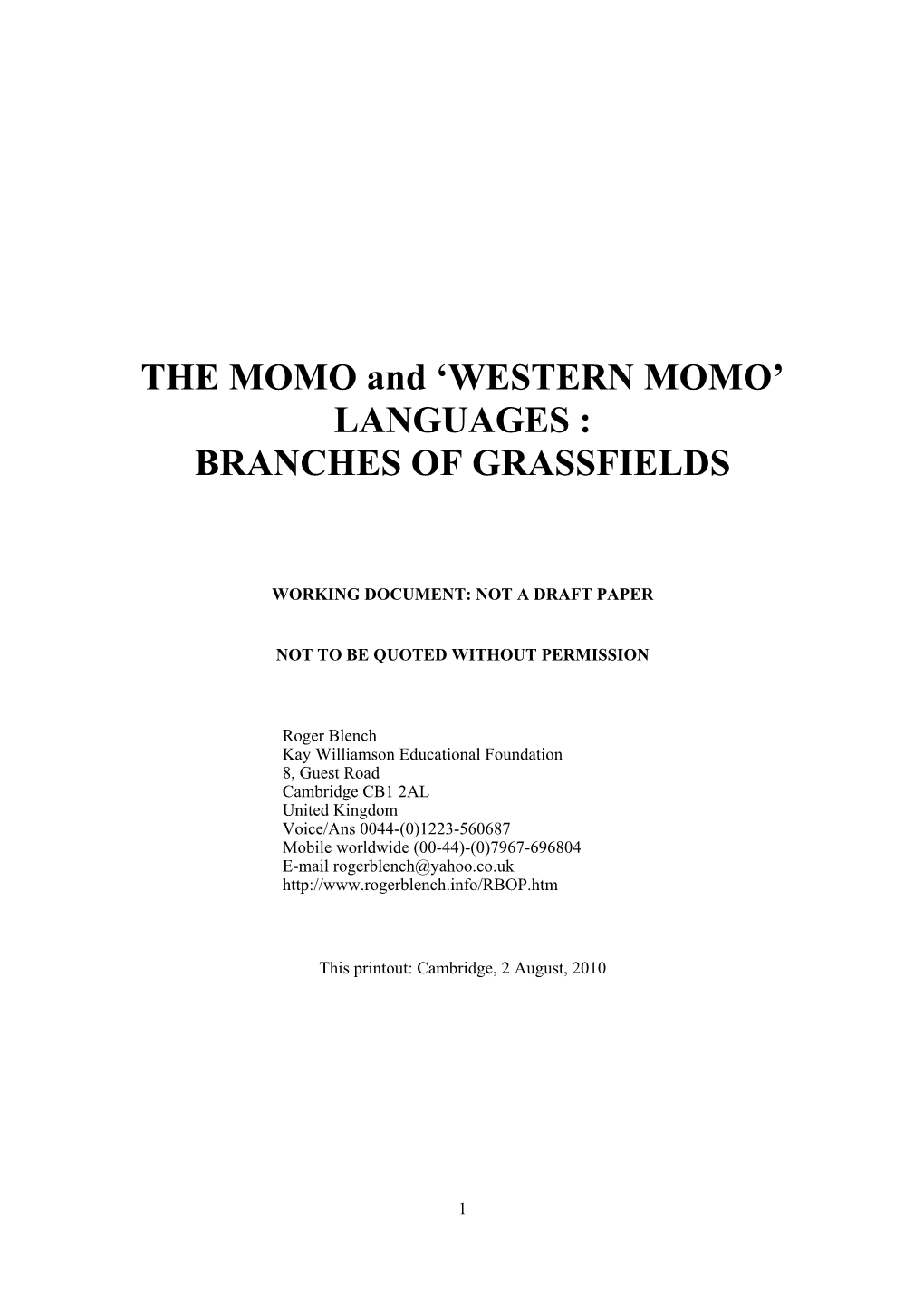 'Western Momo' Languages