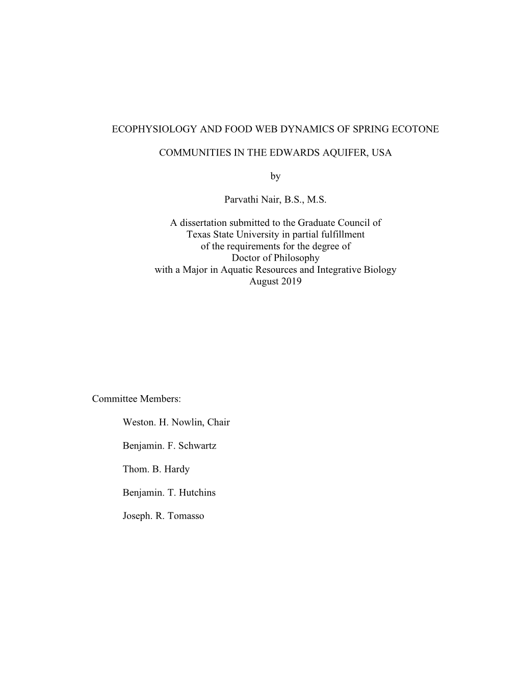 Ecophysiology and Food Web Dynamics of Spring Ecotone