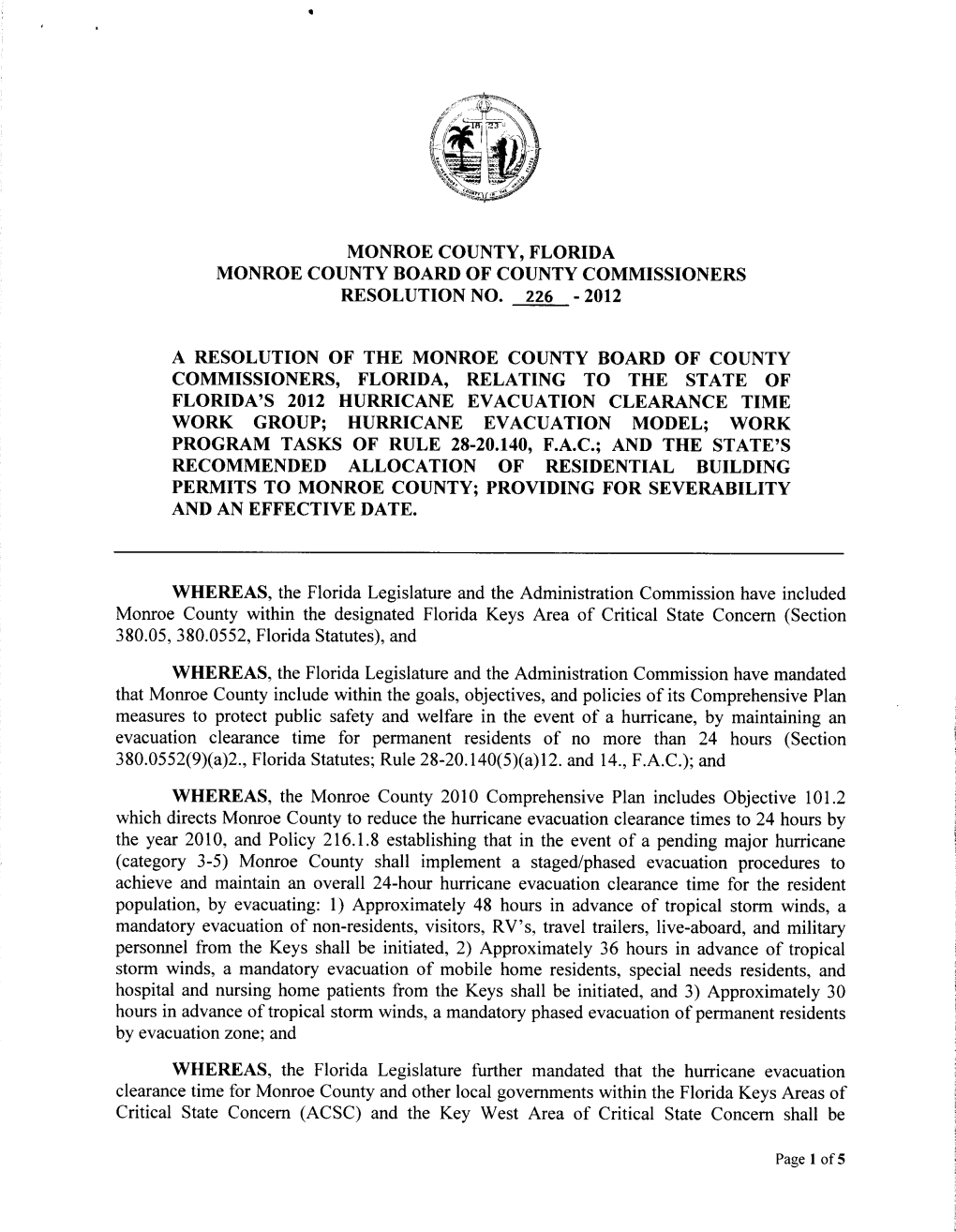 Florida Keys Hurricane Evacuation Memorandum of Understanding