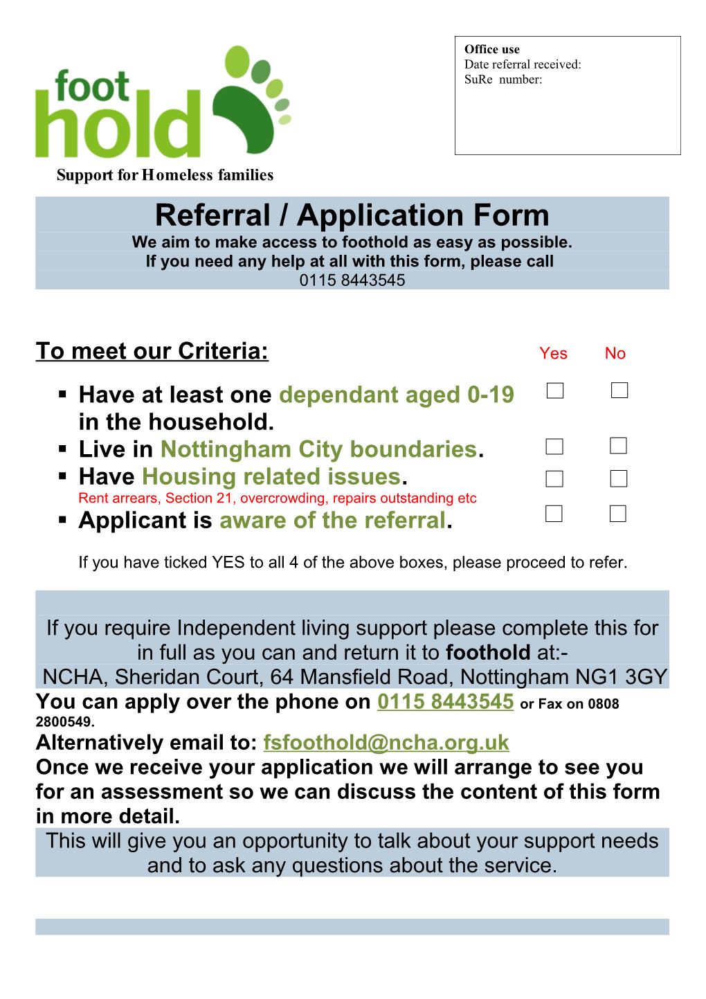 Referral / Application Form