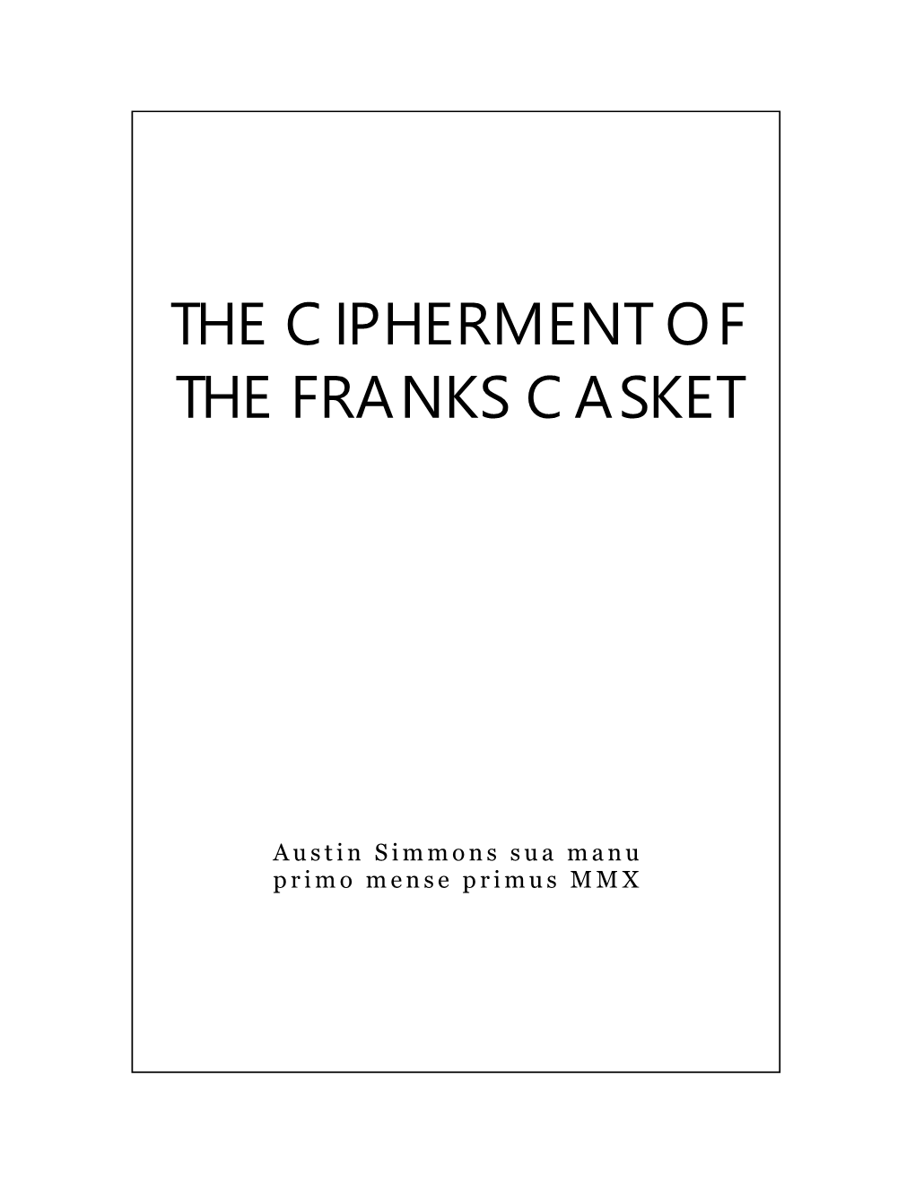 The Cipherment of the Franks Casket