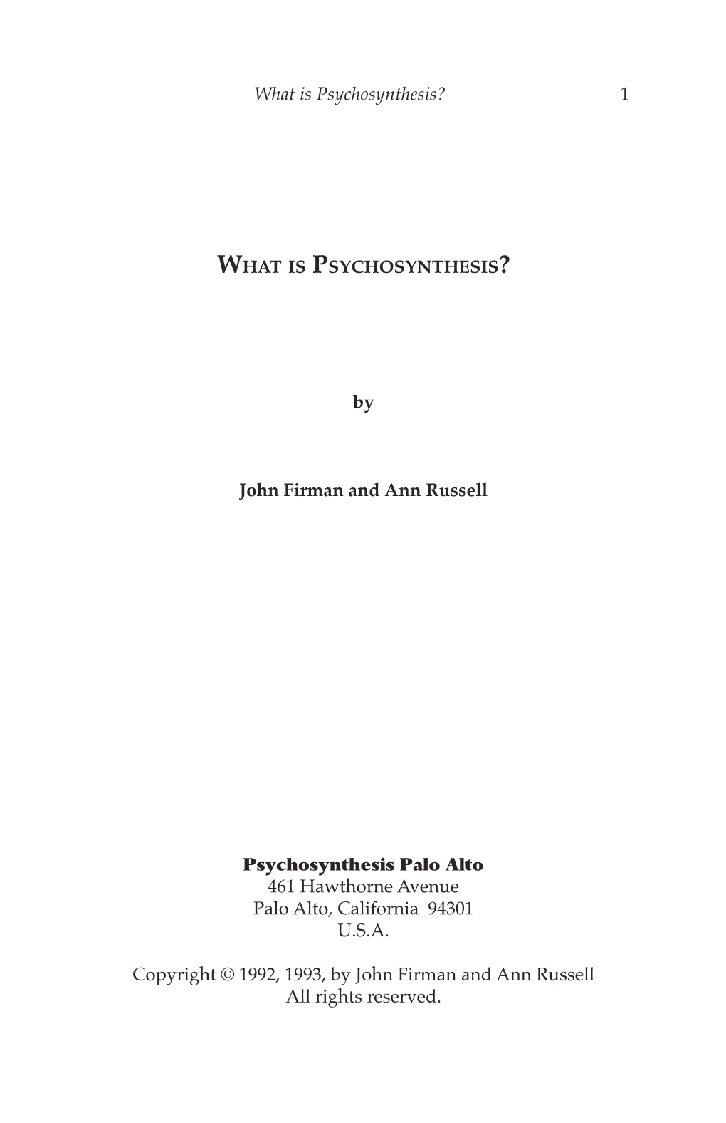 1 by John Firman and Ann Russell Psychosynthesis Palo Alto 461