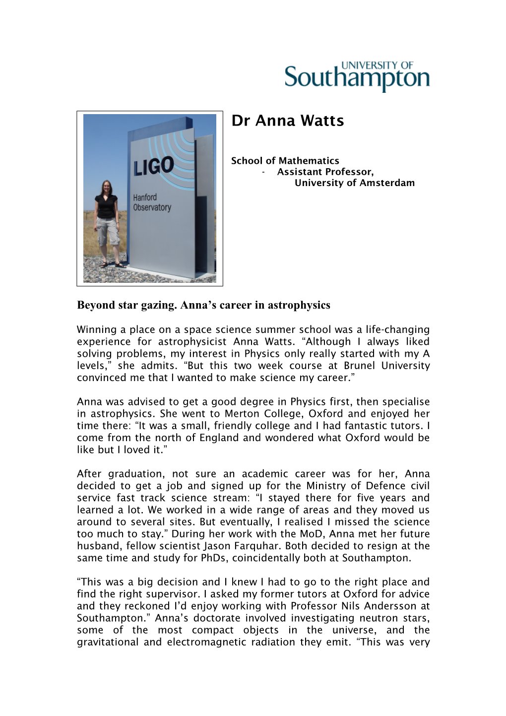 Dr Anna Watts