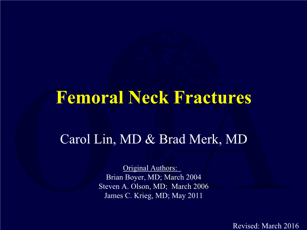 Femoral Neck Fractures