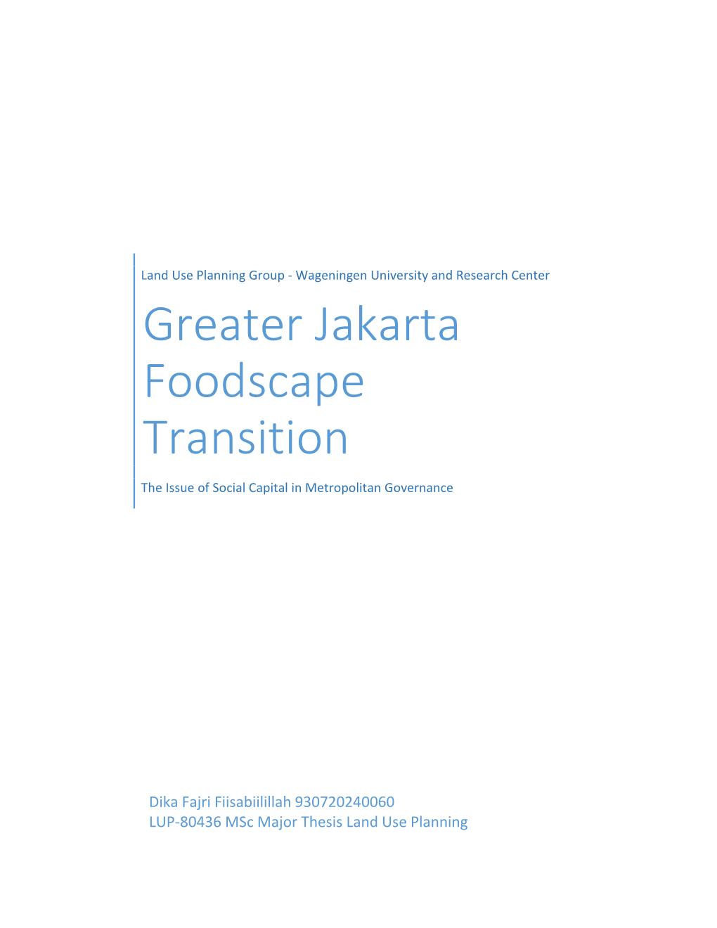 Greater Jakarta Foodscape Transition