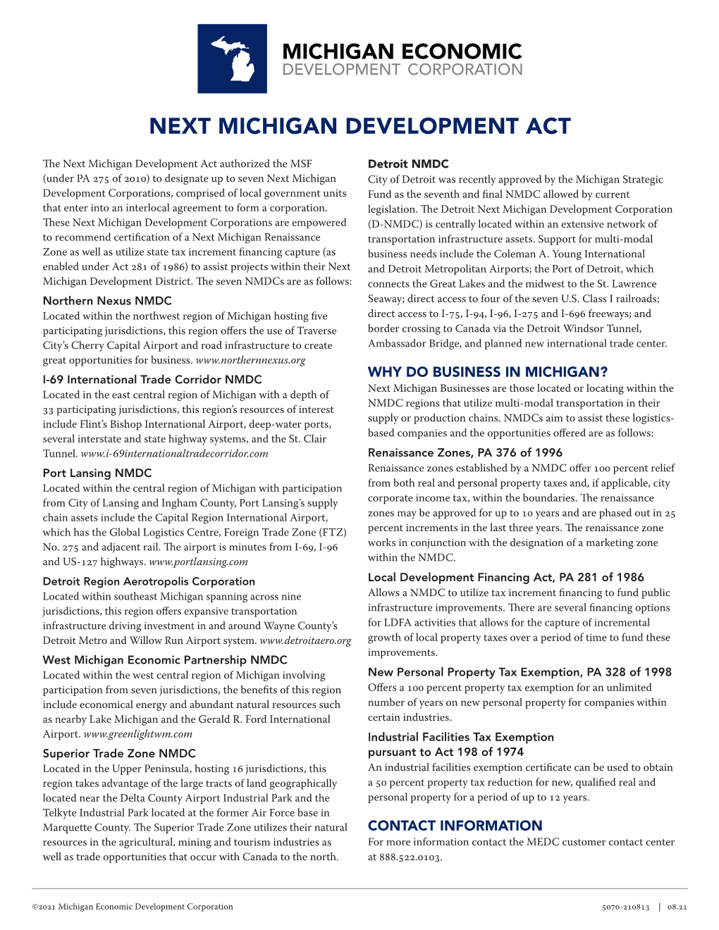 Next Michigan Development Act