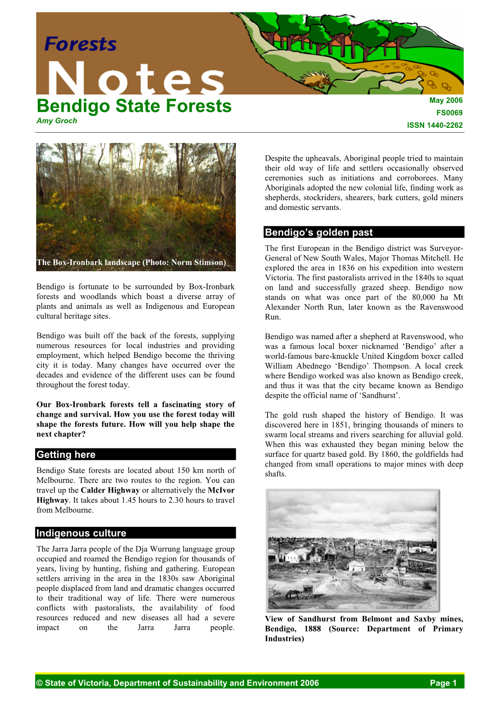 Bendigo State Forests FS0069 Amy Groch ISSN 1440-2262