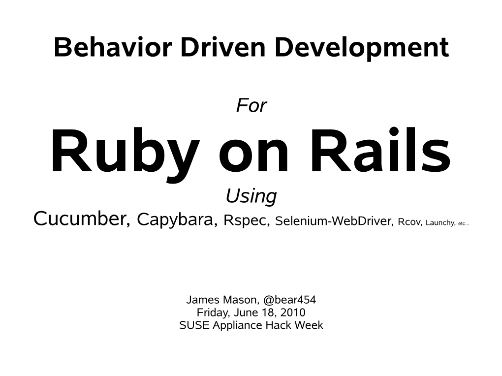 Behavior Driven Development