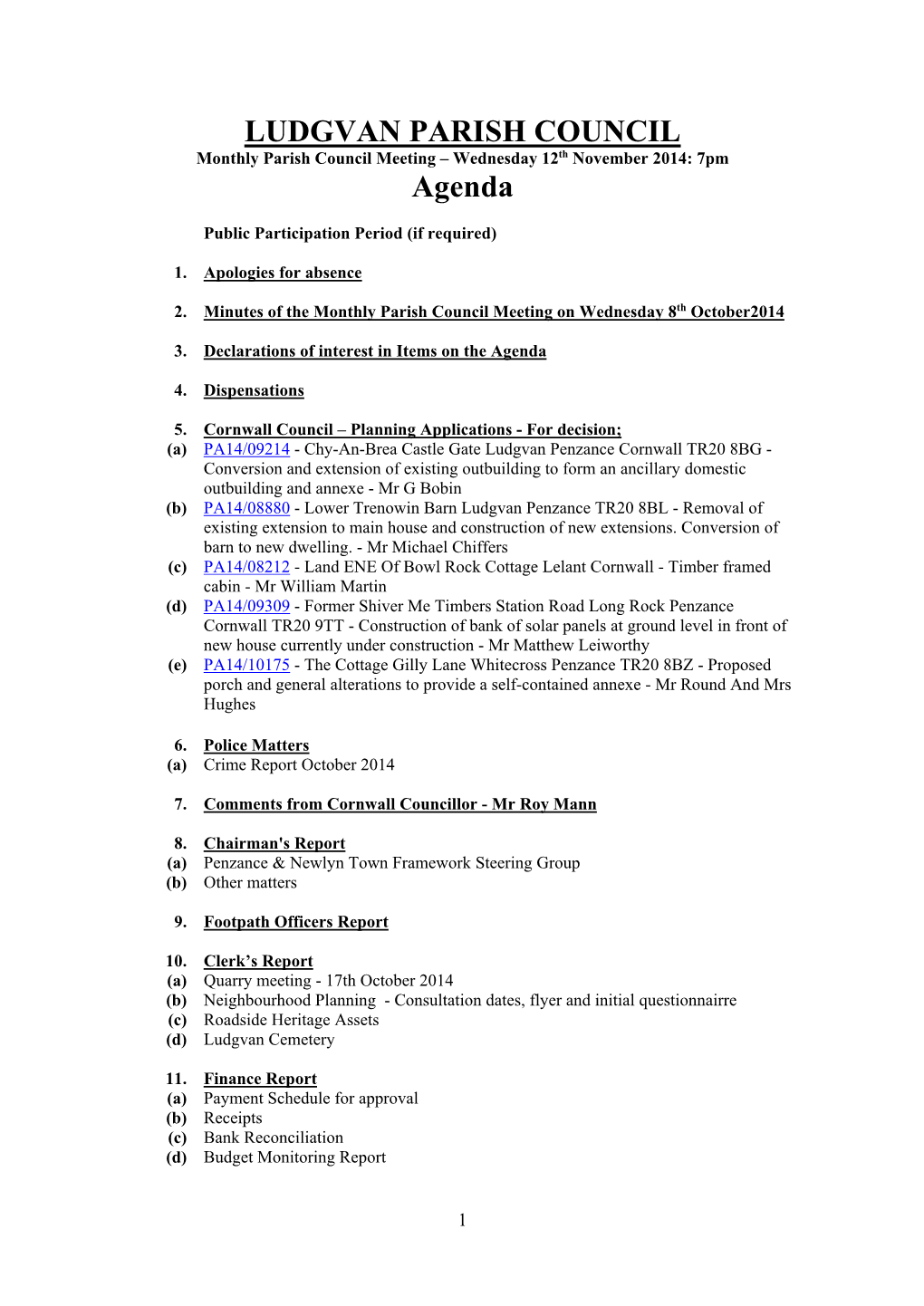 LUDGVAN PARISH COUNCIL Agenda