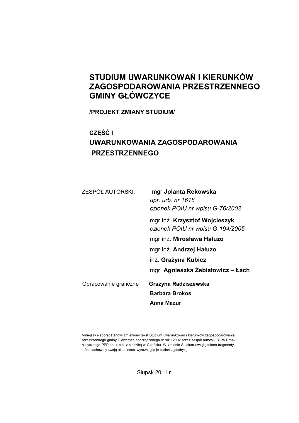 Studium Uwarunkowań I Kierunków Zagospodarowania Przestrzennego Gminy Główczyce