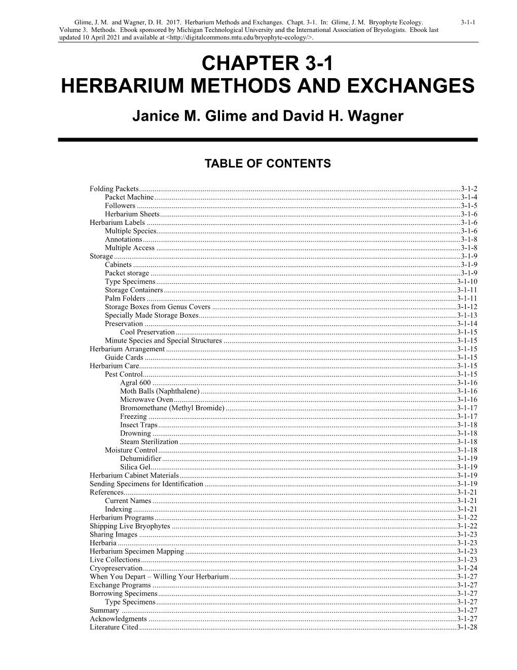 CHAPTER 3-1 HERBARIUM METHODS and EXCHANGES Janice M