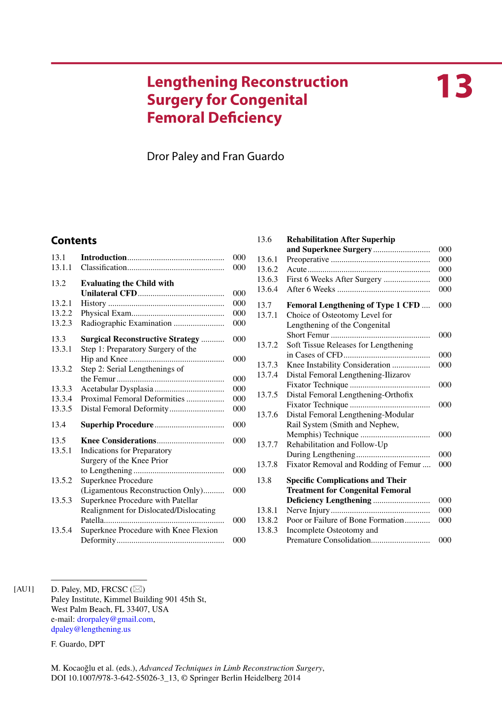 Lengthening Reconstruction Surgery for Congenital Femoral Deficiency