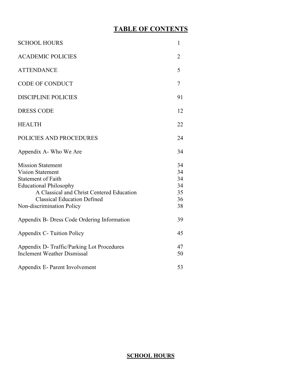 Table of Contents