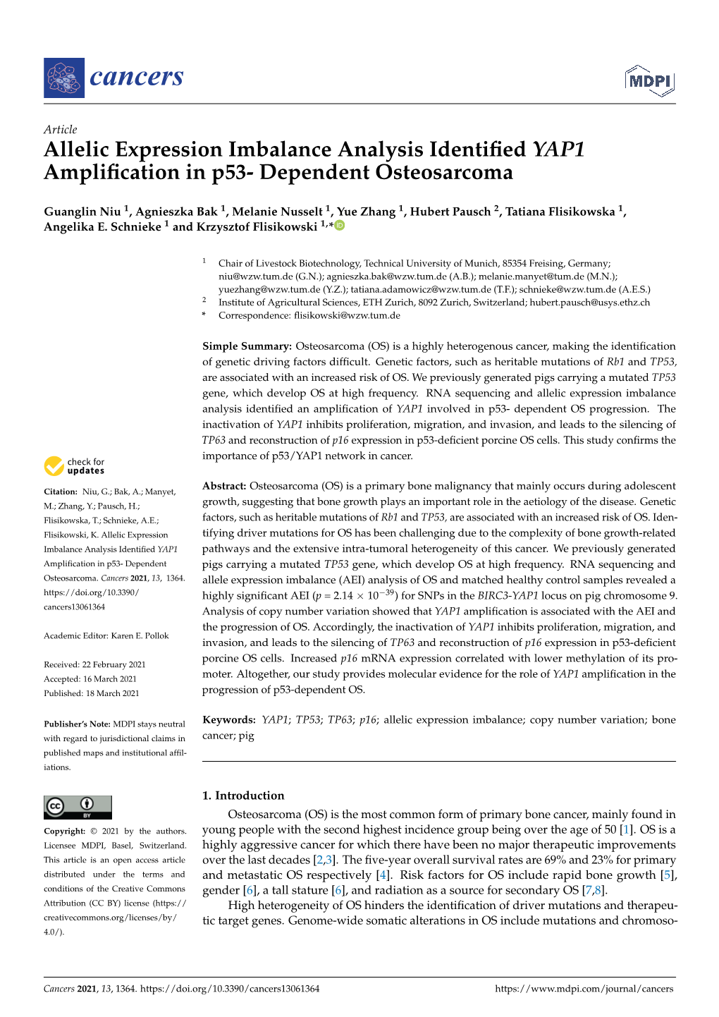 Allelic Expression Imbalance Analysis Identified YAP1