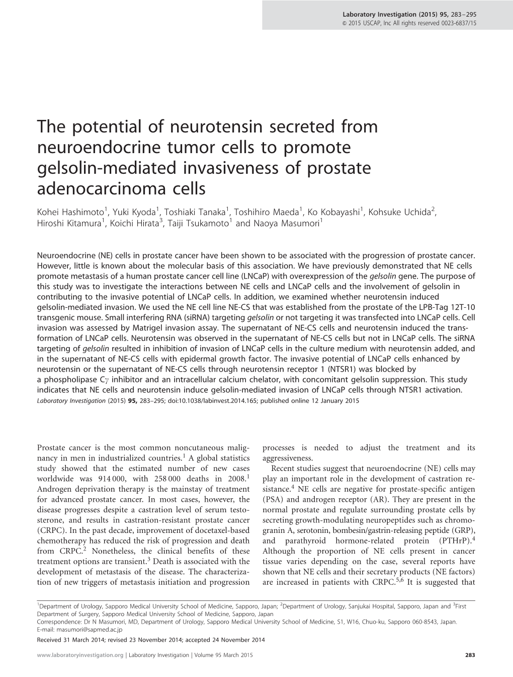 The Potential of Neurotensin Secreted from Neuroendocrine Tumor Cells To